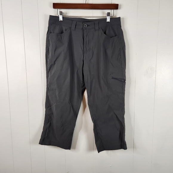Eddie Bauer Gray Cropped Capri Pants Mid Rise Nylon Stretch Size 6 Hiking Gorp - Picture 1 of 16
